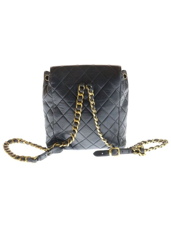 Chanel Quilted CC Logo Turnlock Lambskin Leather Backpack Gold main image 6